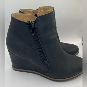 Naturalizer SOUL HUDSON Wedge Bootie Boot Women Size 7M Black Zip Closure 3"